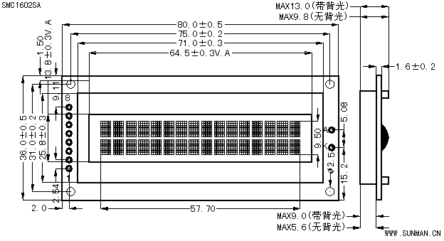 SMC1602SA(xin)ʽнӿژ(bio)(zhn)ַҺ@ʾģK(LCM)ʾDƬ